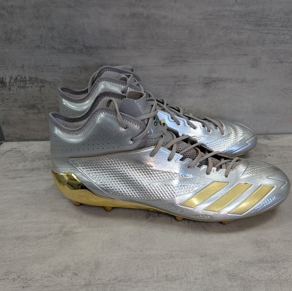 Adidas Adizero Impact American Football Cleats Silver Gold Men's Size 15 - Picture 2 of 9
